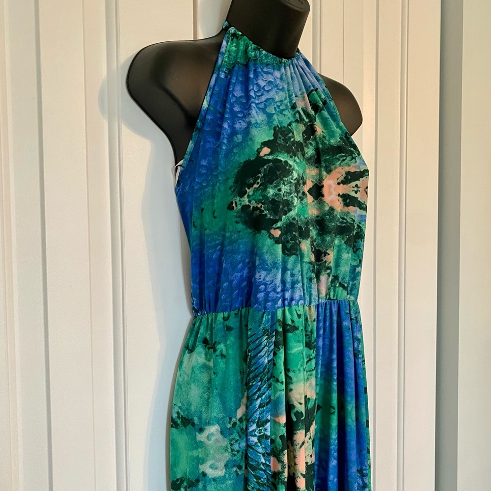 Betsy Moss Print Halter Jumpsuit, M